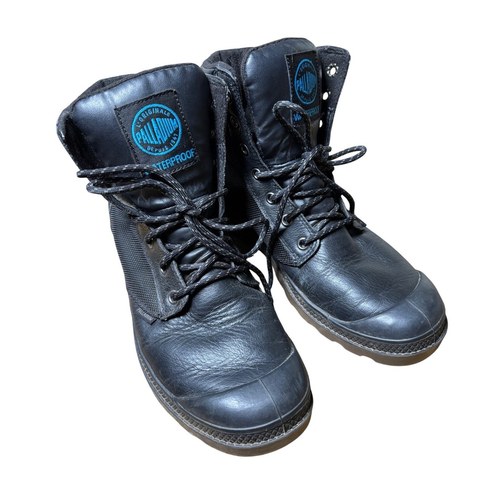 Palladium Boots Women 8 Black Pampa Sport Cuff Waterproof Leather Combat Boot